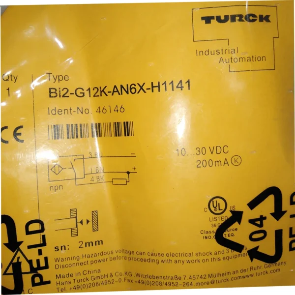 TURCK Bi2-G12K-AN6X-H1141 Proximity Sensor NPN 12mm - Image 4