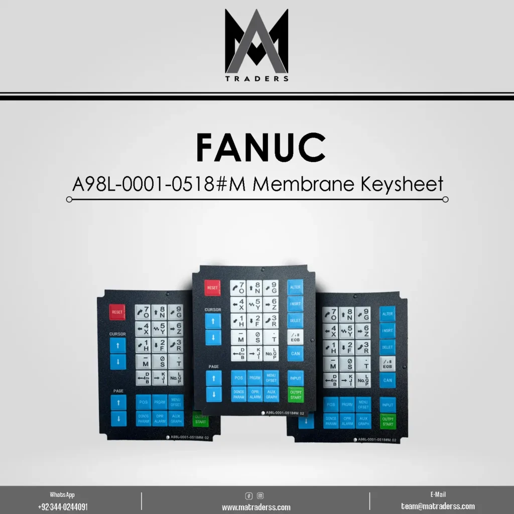 FANUC A98L-0001-0518#M 33-Key Membrane Keypad for CNC Systems