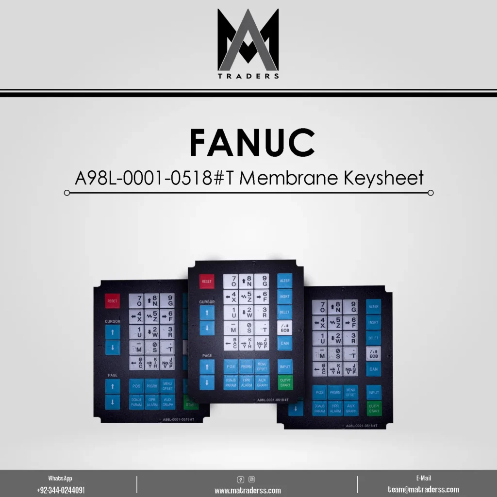 FANUC A98L-0001-0518#T 33-Key Membrane Keypad for CNC Control Systems