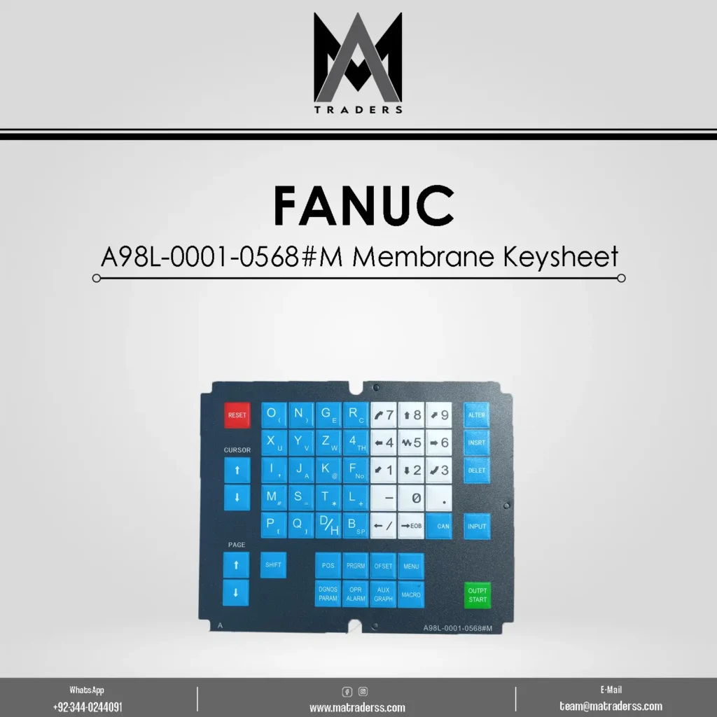 FANUC A98L-0001-0568#M 54-Key Membrane Keypad for 9" MDI Panels